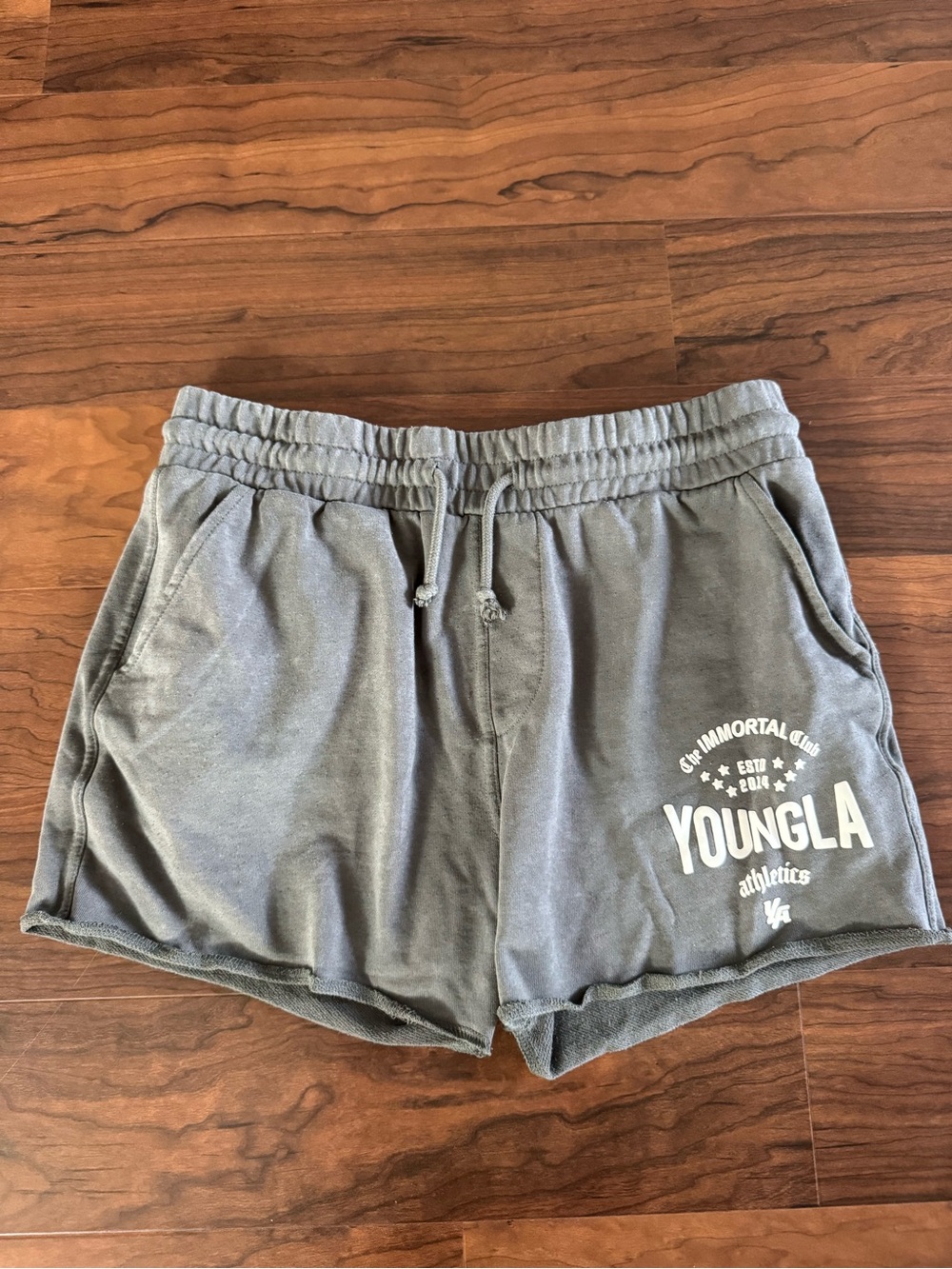 YoungLA Men's Gray Athletic Logo Shorts